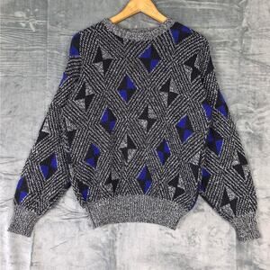 Mens Sweater Medium Vintage Pullover Geometric‎ Grandpa Cosby Dad Classic 90s